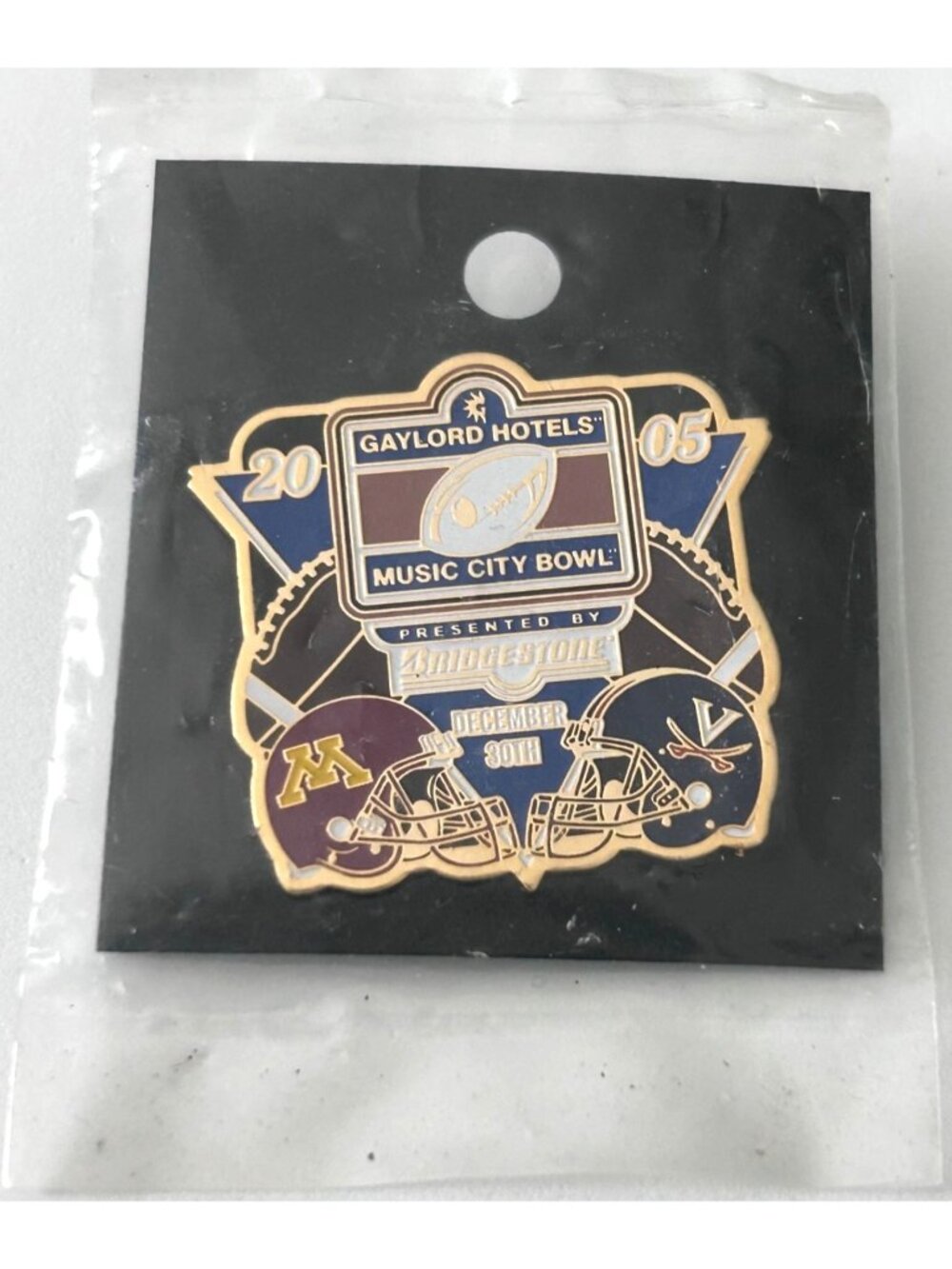 Gaylord Hotels Music City Bowl Pin Minnesota Vs Virginia NFL Football Bridgeston